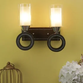 Wooden -Brown Metal Wall Light - GB-3-2W-MIX - Included Bulb