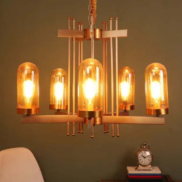 Golden Metal Glass Chandelier
